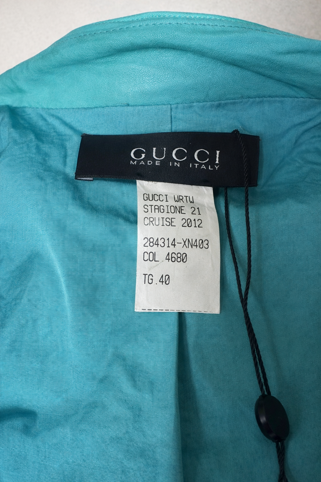 Perfecto veste biker authentique Gucci en cuir  turquoise