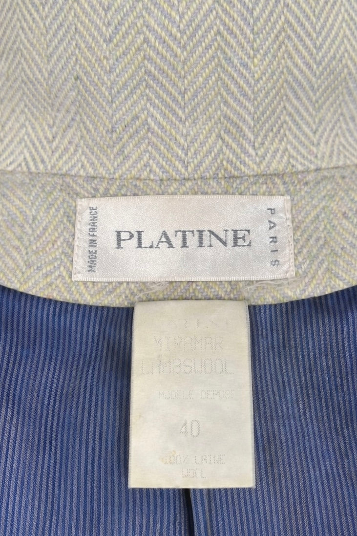 Blazer manteau Platine Paris authentique en tweed de laine à chevrons