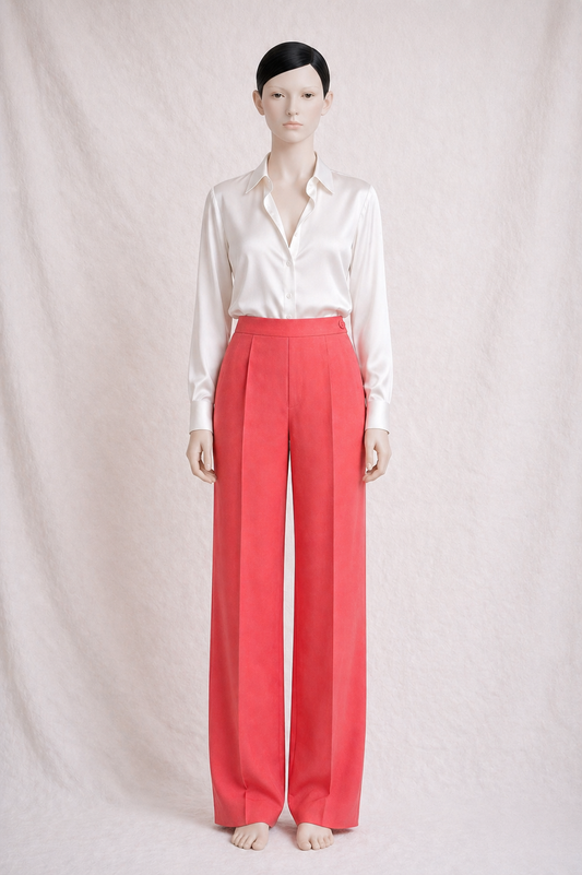 Pantalon large Gianfranco Ferré en viscose et soie corail