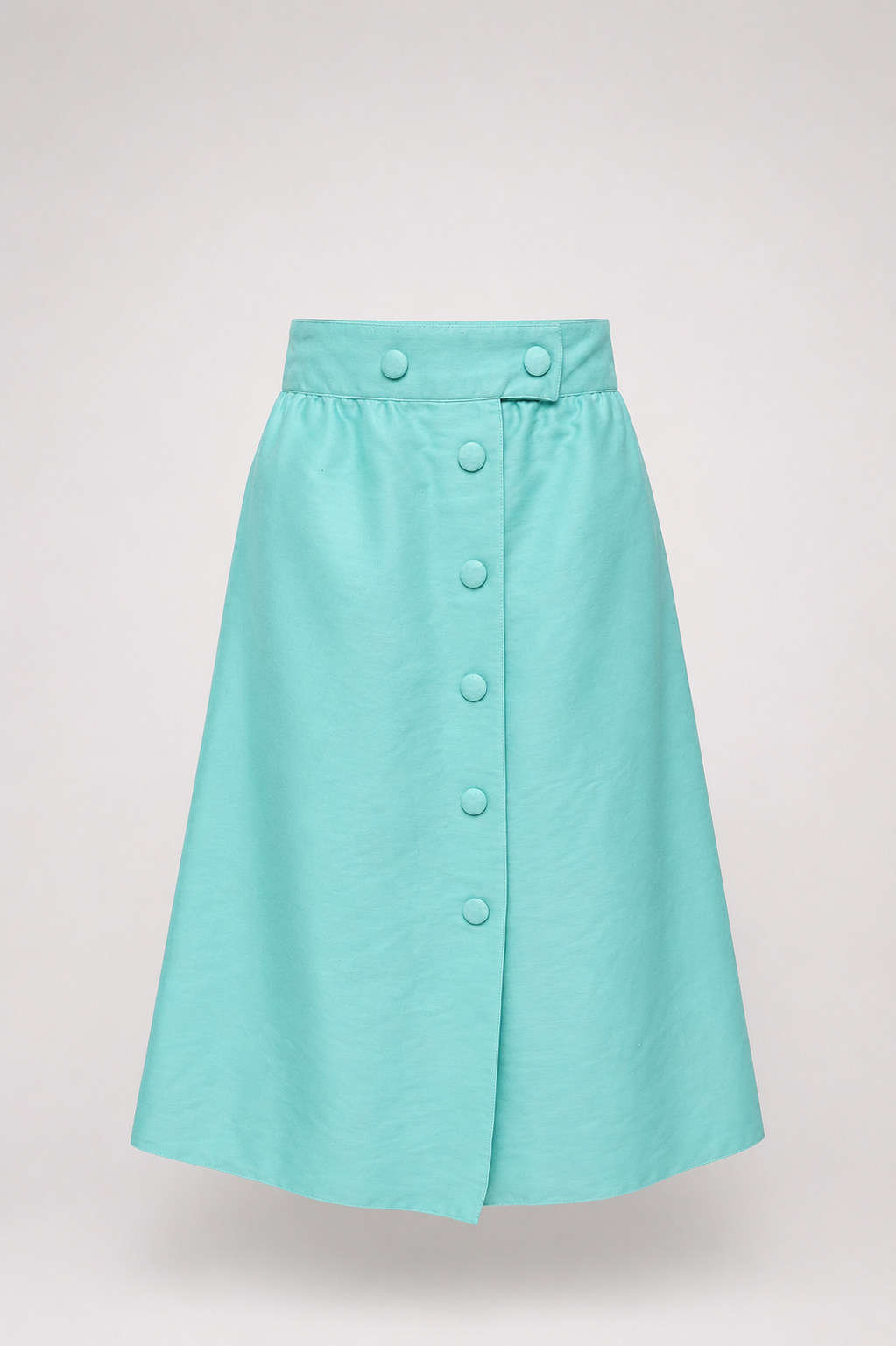 Jupe satinée  menthe en coton Courrèges Paris vintage authentique
