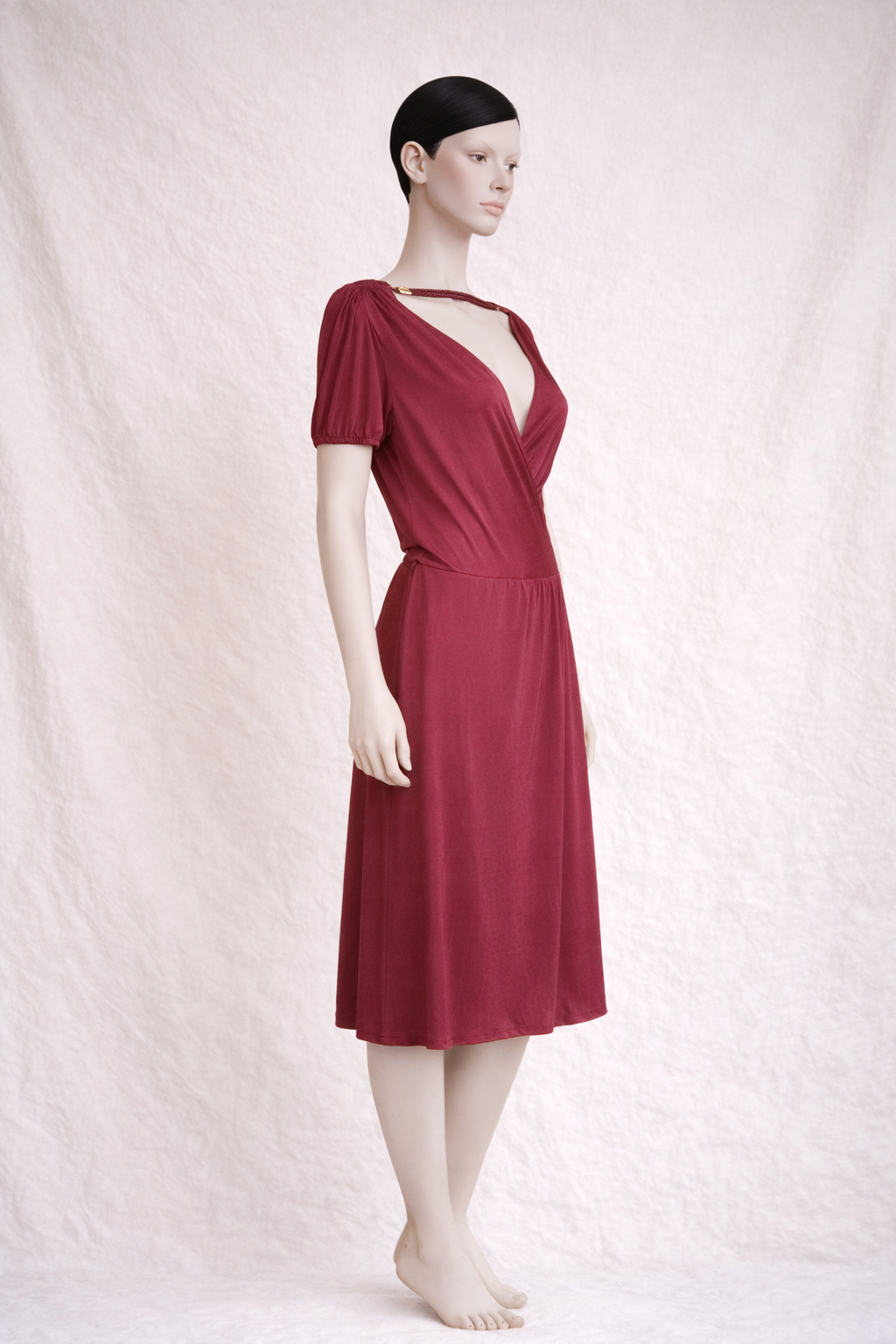 Robe authentique Gucci bordeaux à décolleté croisé