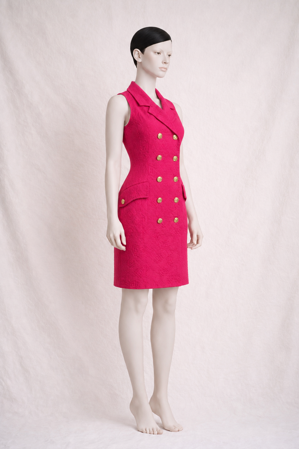 Robe d'été en jacquard fuchsia Pierre Balmain Paris vintage authentique