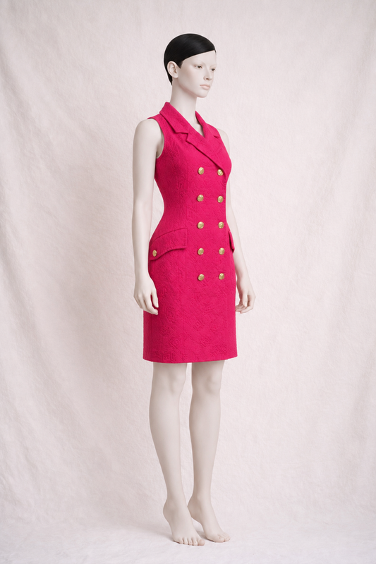 Robe d'été en jacquard fuchsia Pierre Balmain Paris vintage authentique