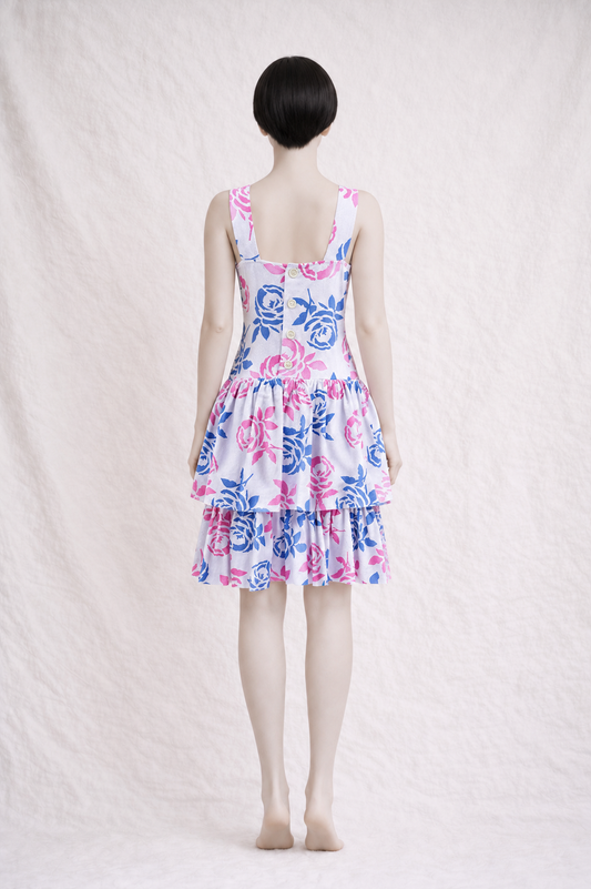 Céline Paris vintage authentic white textured cotton jacquard summer dress