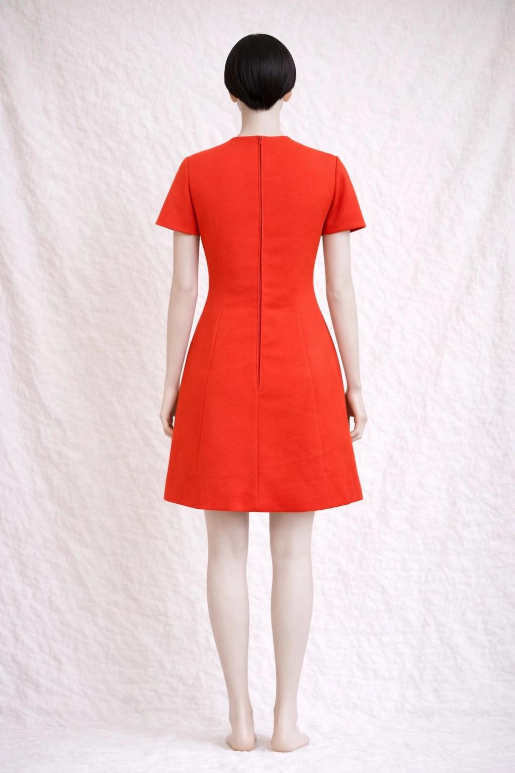 Robe trapèze vintage en laine orange circa 1960