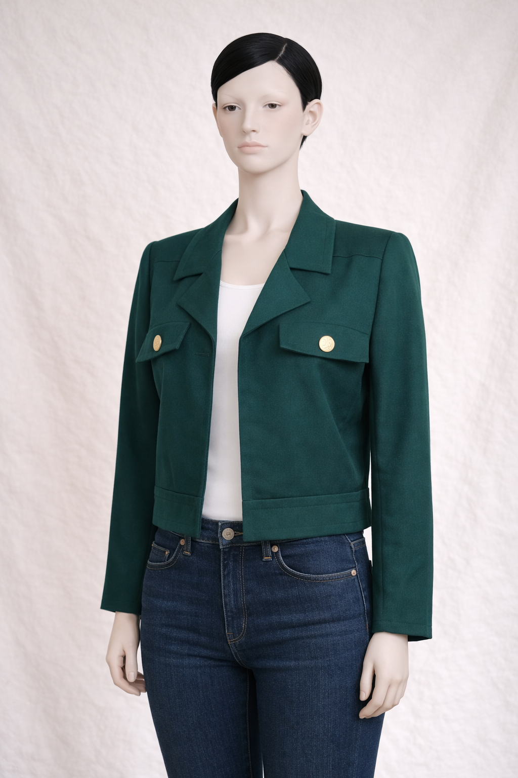 Blazer authentique Yves Saint Laurent en coton vert vintage circa  1990