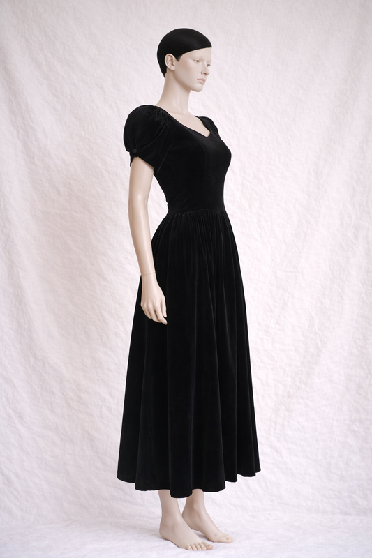 Vintage long black velvet dress Laura Ashley