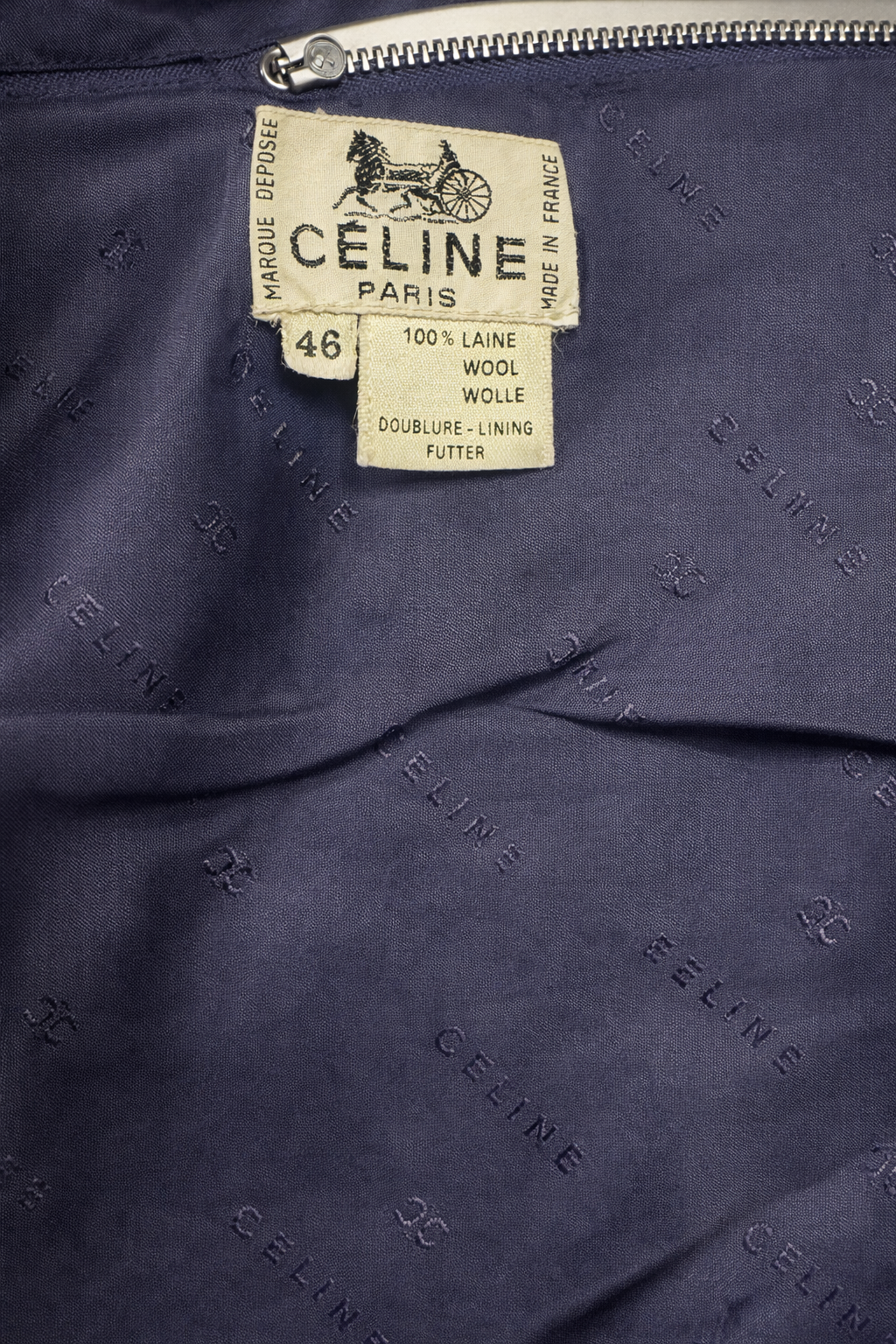 Jupe midi Céline Paris en laine vintage authentique