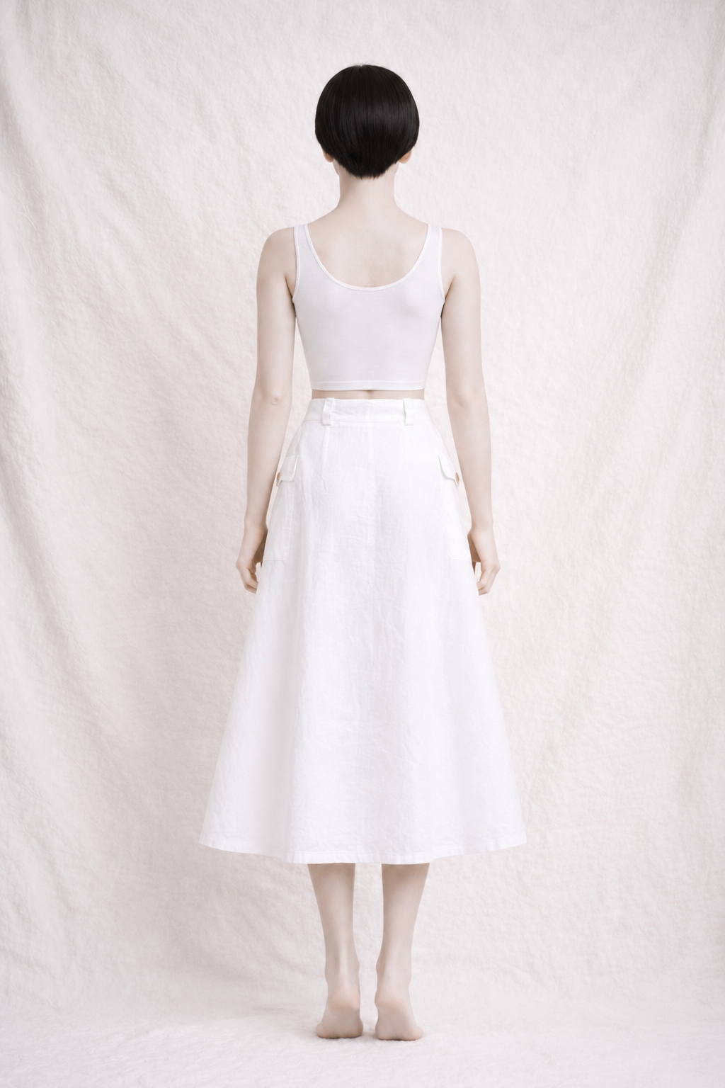 Jupe en lin blanc Escada Margaretha Ley vintage authentique