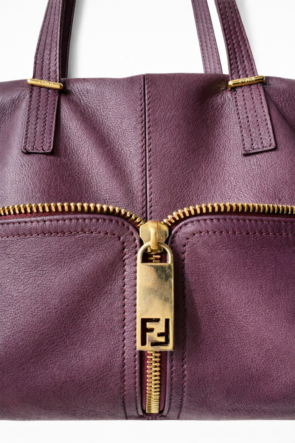Sac en cuir prune Fendi authentique