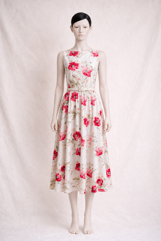 Robe d'été longue sans manches Laura Ashley en coton floral vintage