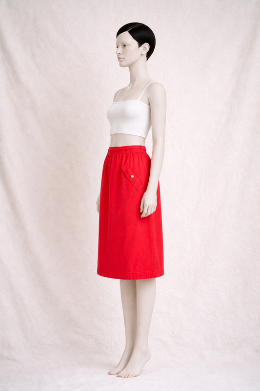 Authentic Céline Paris Vintage Red Cotton Skirt