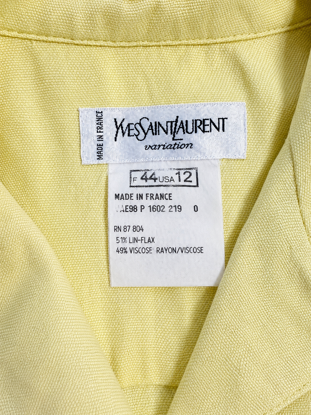 Robe en lin jaune Yves Saint Laurent vintage authentique