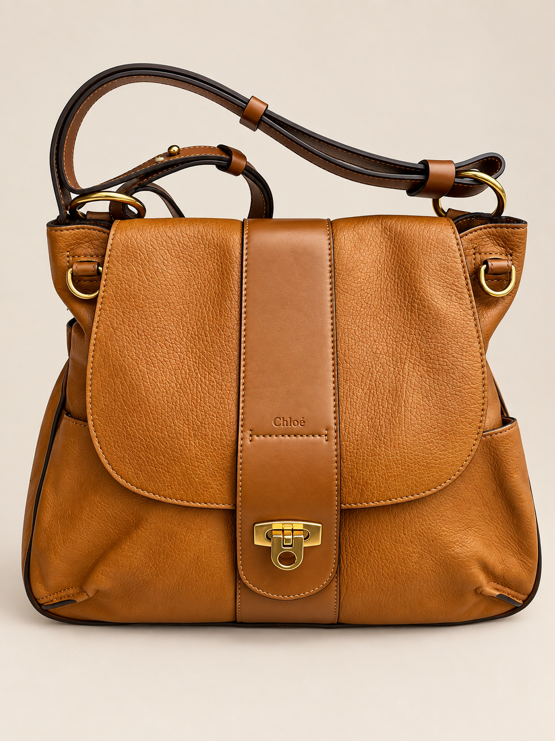 Authentic vintage Chloé camel leather bag