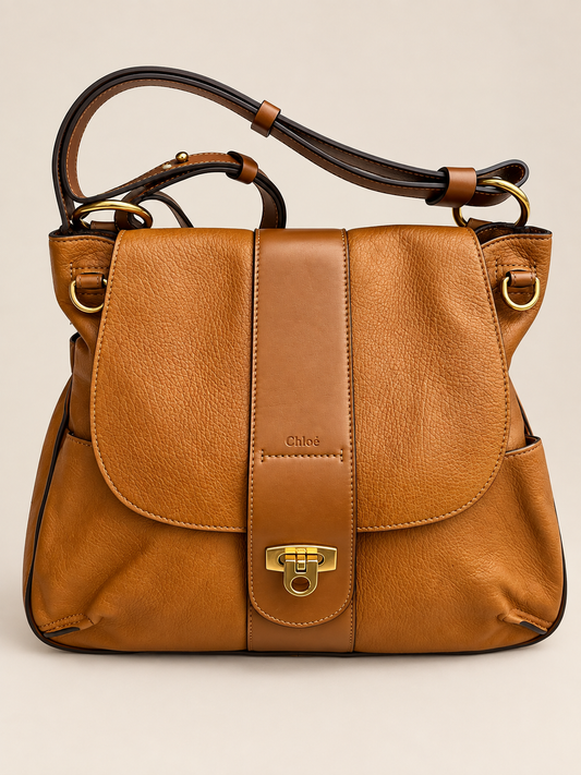 Authentic vintage Chloé camel leather bag