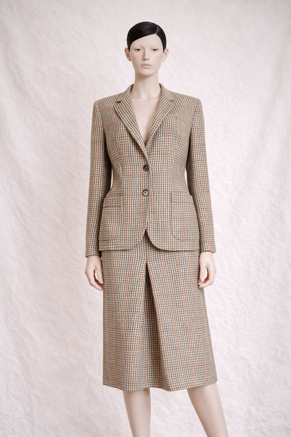Burberrys authentique ensemble tailleur jupe et blazer en tweed de laine