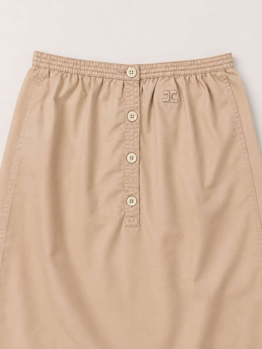 Authentique jupe Courrèges Paris vintage en coton beige sable