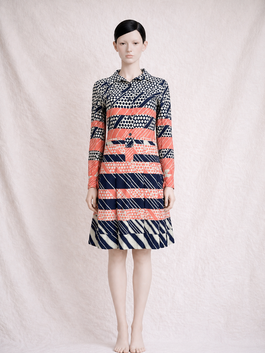 Robe en laine imprimée Lanvin Boutique vintage authentique circa 70's