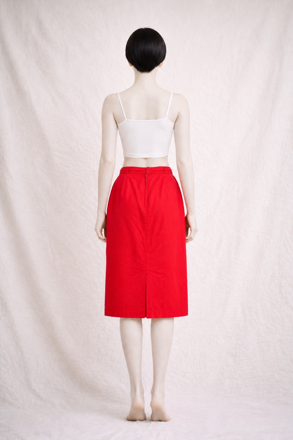 Jupe authentique Céline Paris en coton rouge vintage