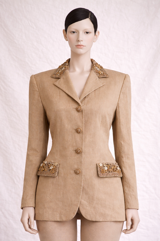 Blazer en lin beige Kenzo Jungle vintage