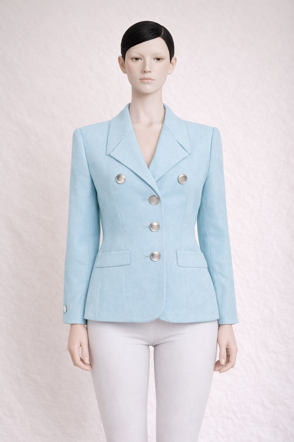 Blazer authentique Yves Saint Laurent Variation en laine bleu clair vintage