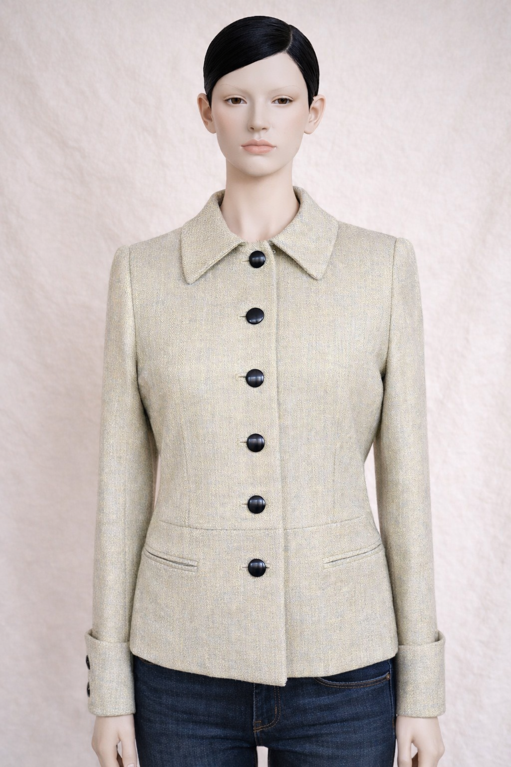 Blazer manteau Platine Paris authentique en tweed de laine à chevrons