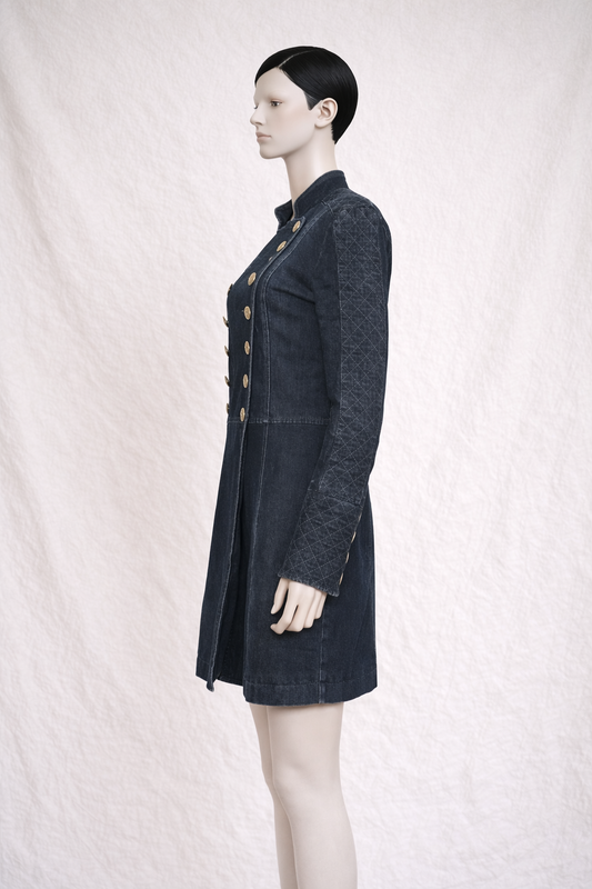 Authentic Pierre Balmain Navy Blue Denim Coat Dress