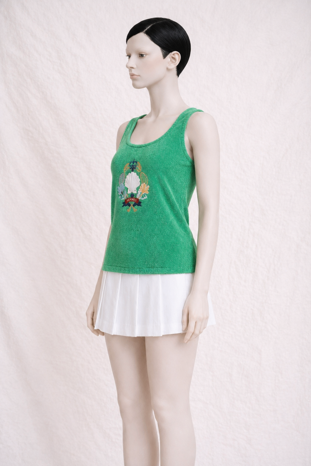 Top Hermès vintage en éponge vert circa 90