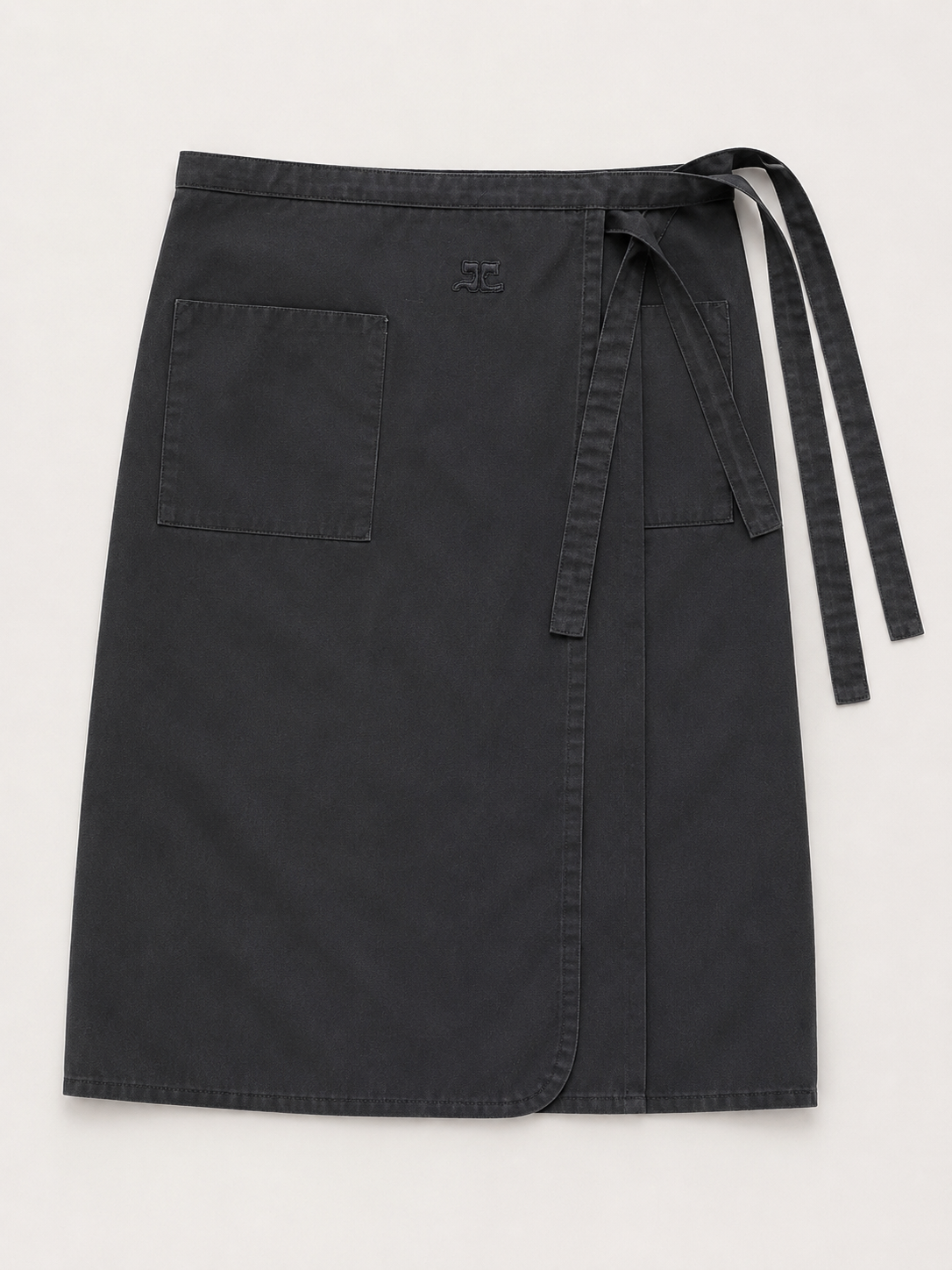 Authentique jupe portefeuille noire Courrèges Paris vintage
