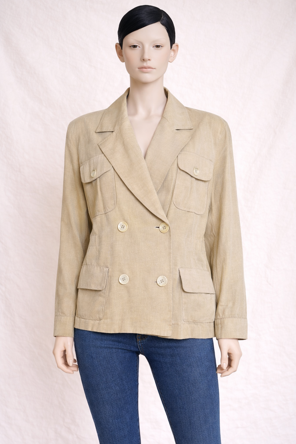 Trench court oversize saharienne beige Karl Lagerfeld vintage