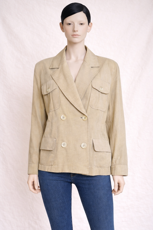Trench court oversize saharienne beige Karl Lagerfeld vintage