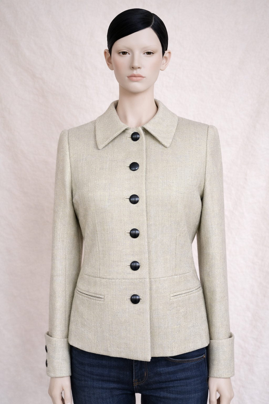 Blazer manteau Platine Paris authentique en tweed de laine à chevrons