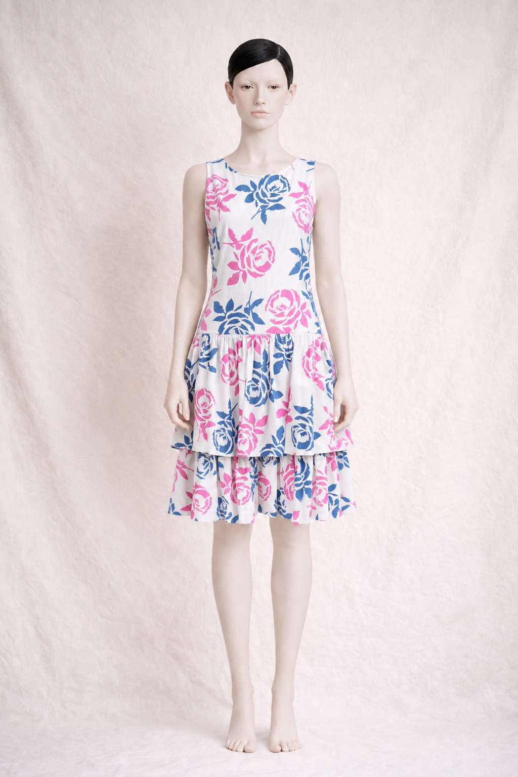 Robe d'été Céline Paris en jacquard de coton texturé blanc vintage authentique