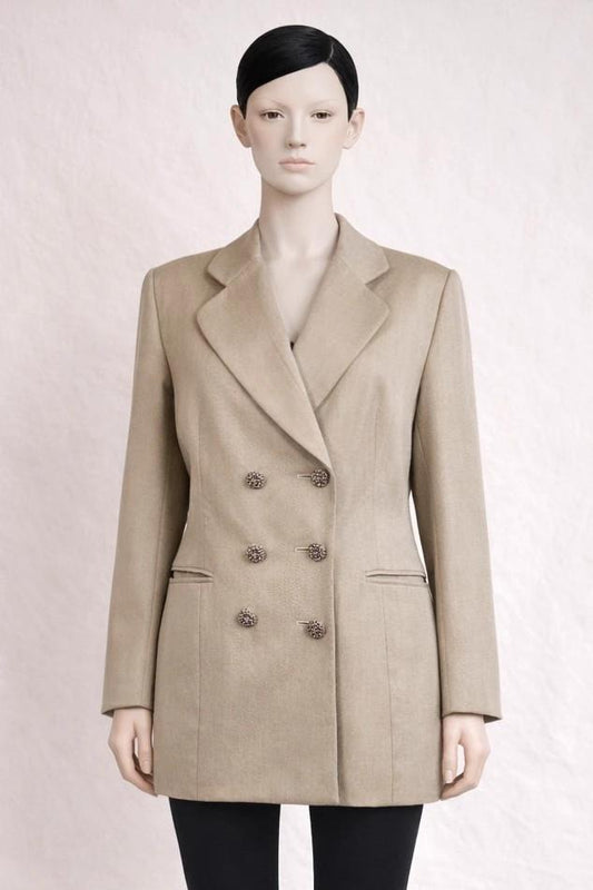 Veste tailleur authentique Christian Dior Boutique en laine et cachemire beige