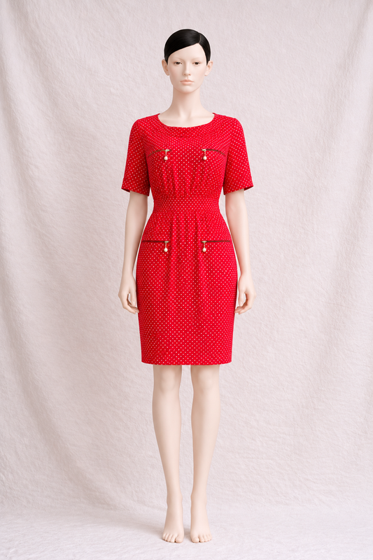 Robe en soie rouge à pois Valentino Miss V vintage authentique