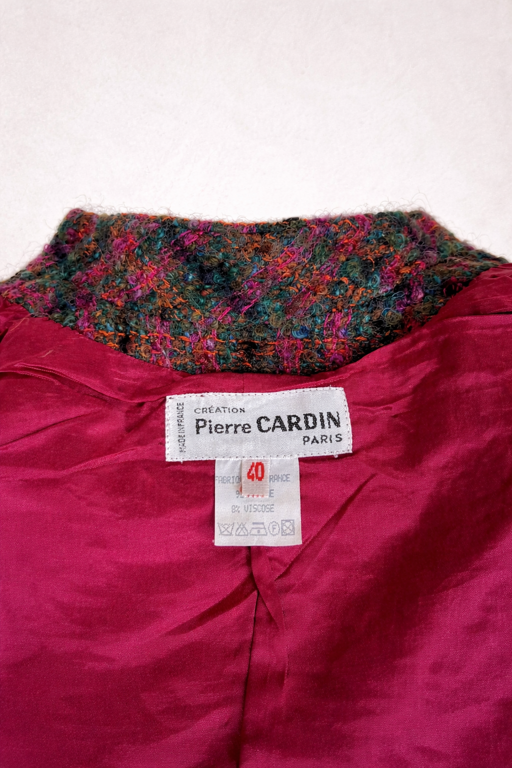 Ensemble tailleur jupe authentique Pierre Cardin en laine tweed vintage