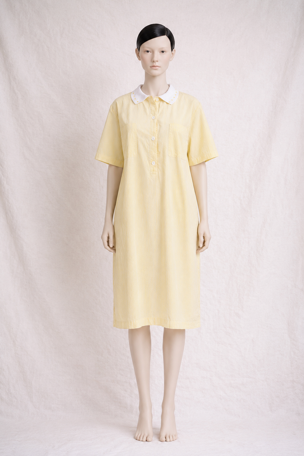 Robe chemise en coton jaune léger Burberry vintage authentique