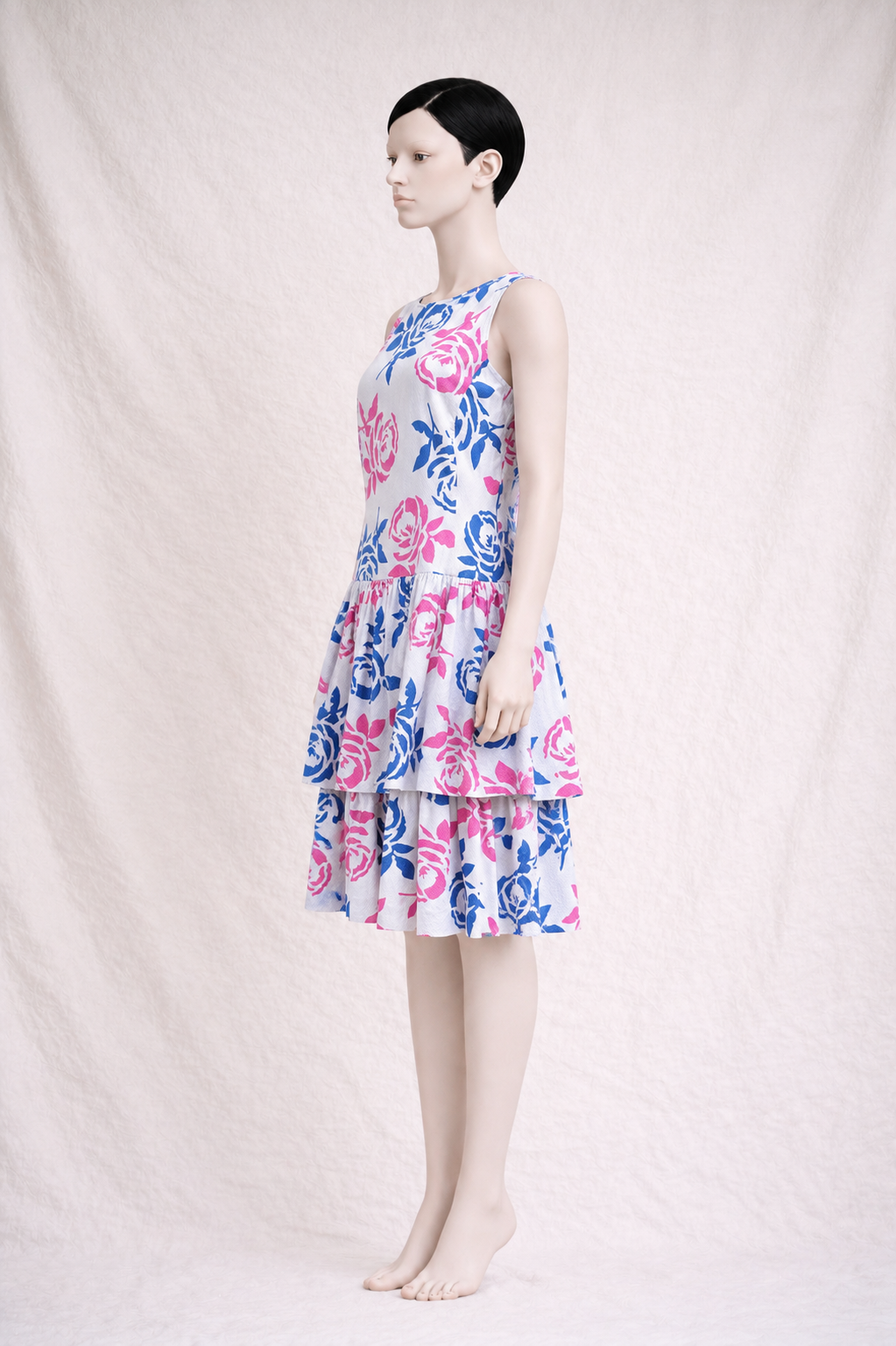 Robe d'été Céline Paris en jacquard de coton texturé blanc vintage authentique