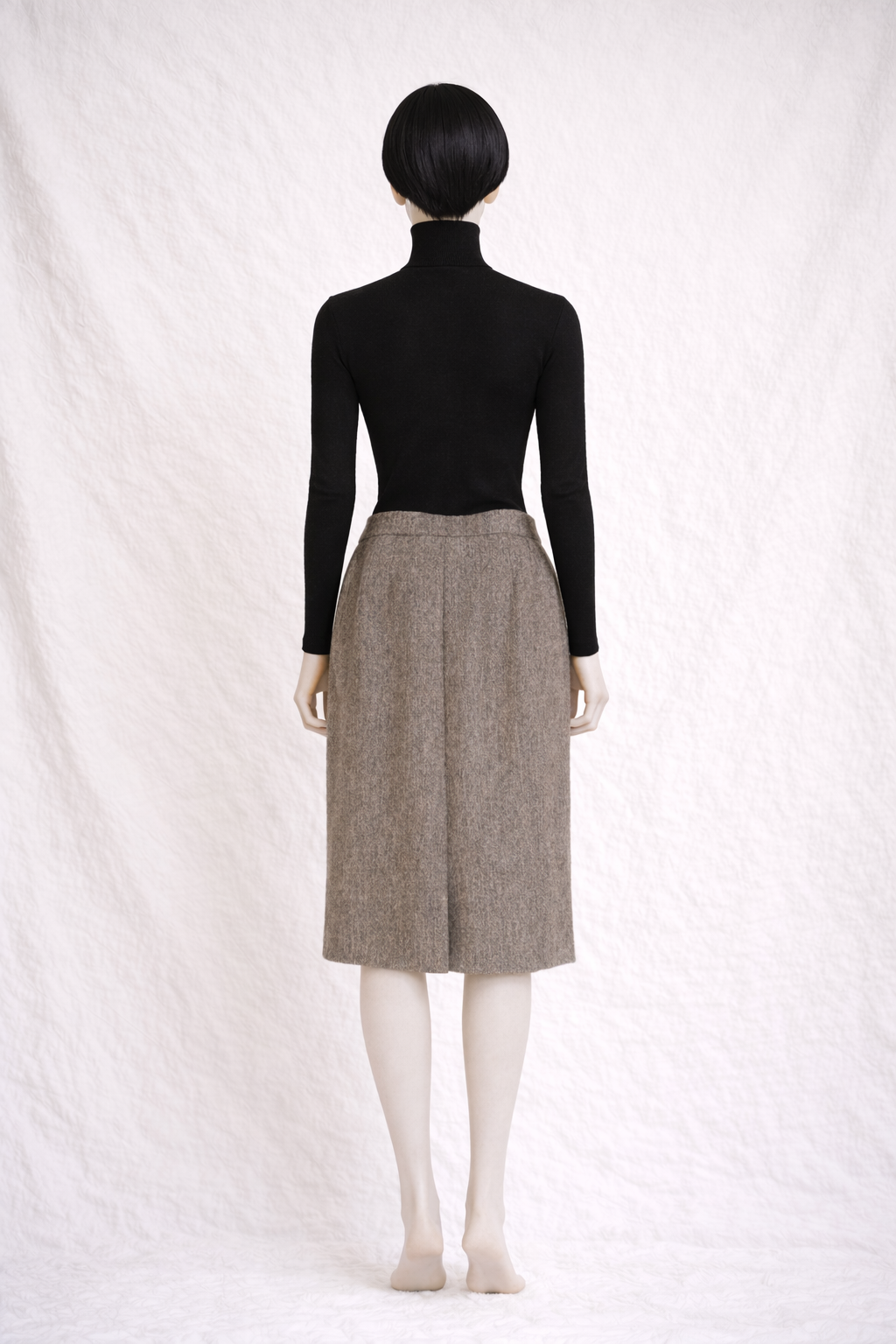 Jupe en laine authentique Yves Saint Laurent beige chiné
