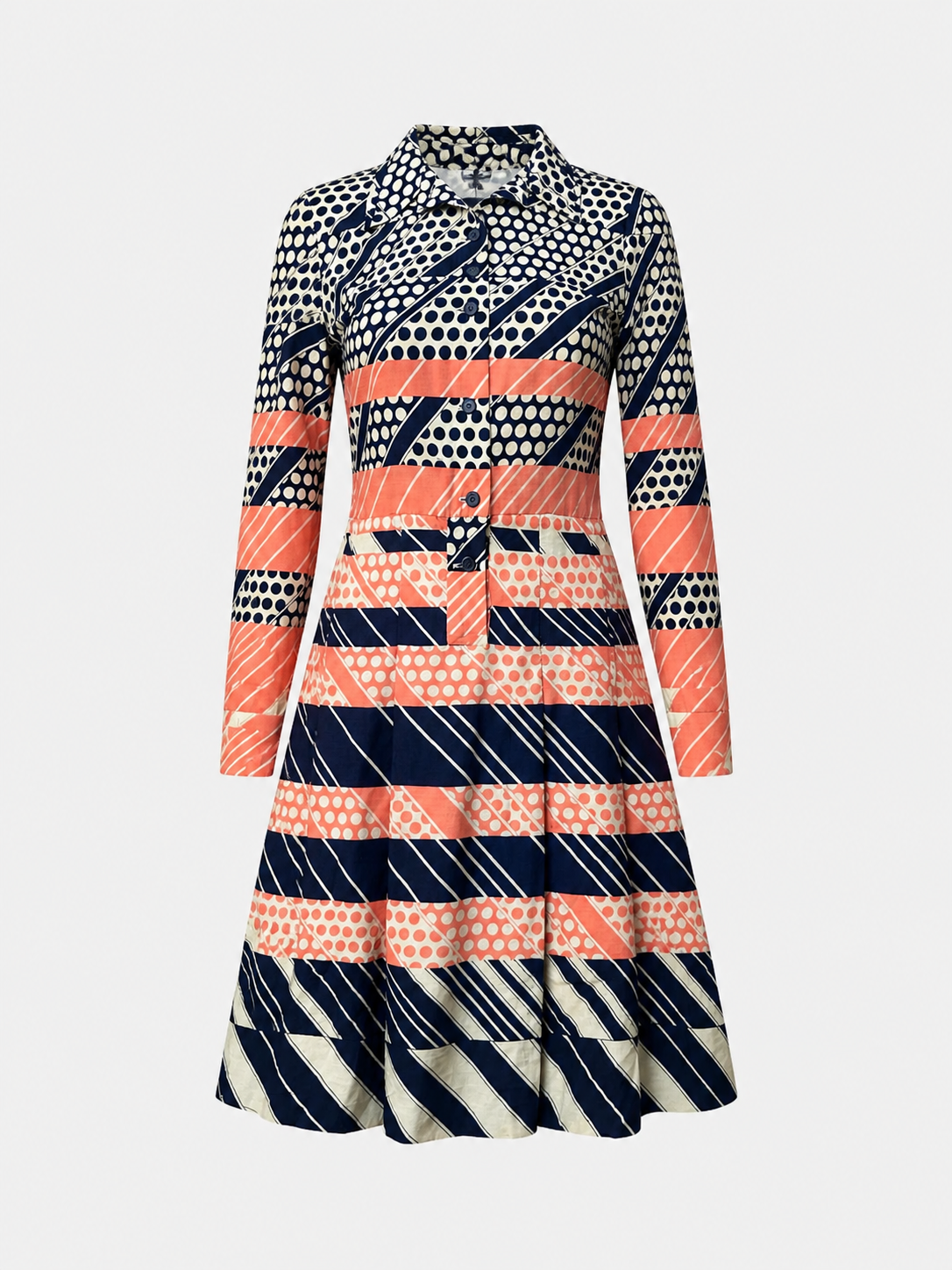 Robe en laine imprimée Lanvin Boutique vintage authentique circa 70's