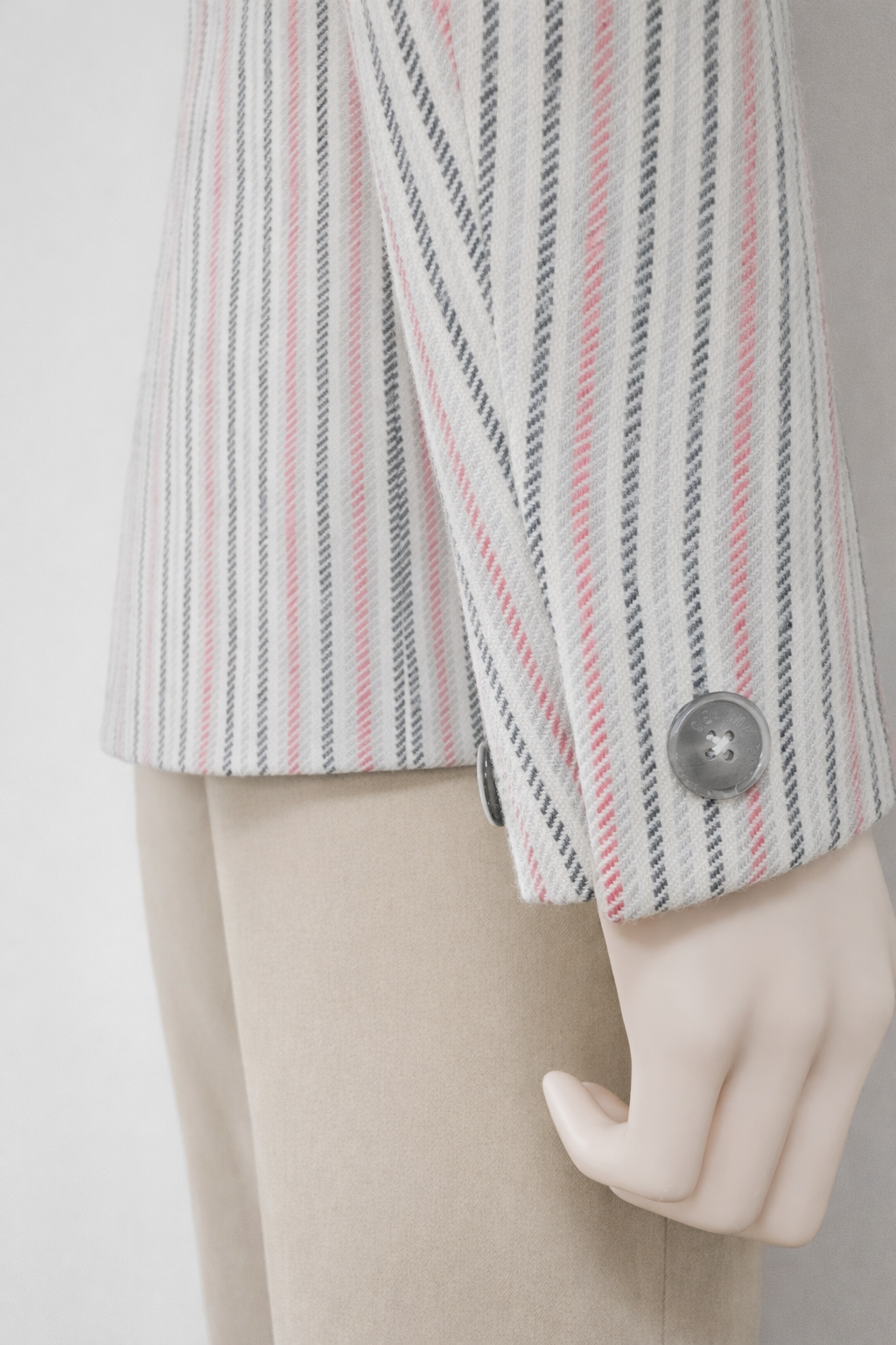 Blazer authentique Céline Paris en laine beige à rayures vintage
