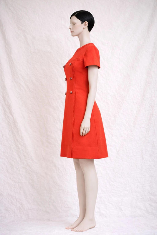Vintage orange wool trapeze dress circa 1960