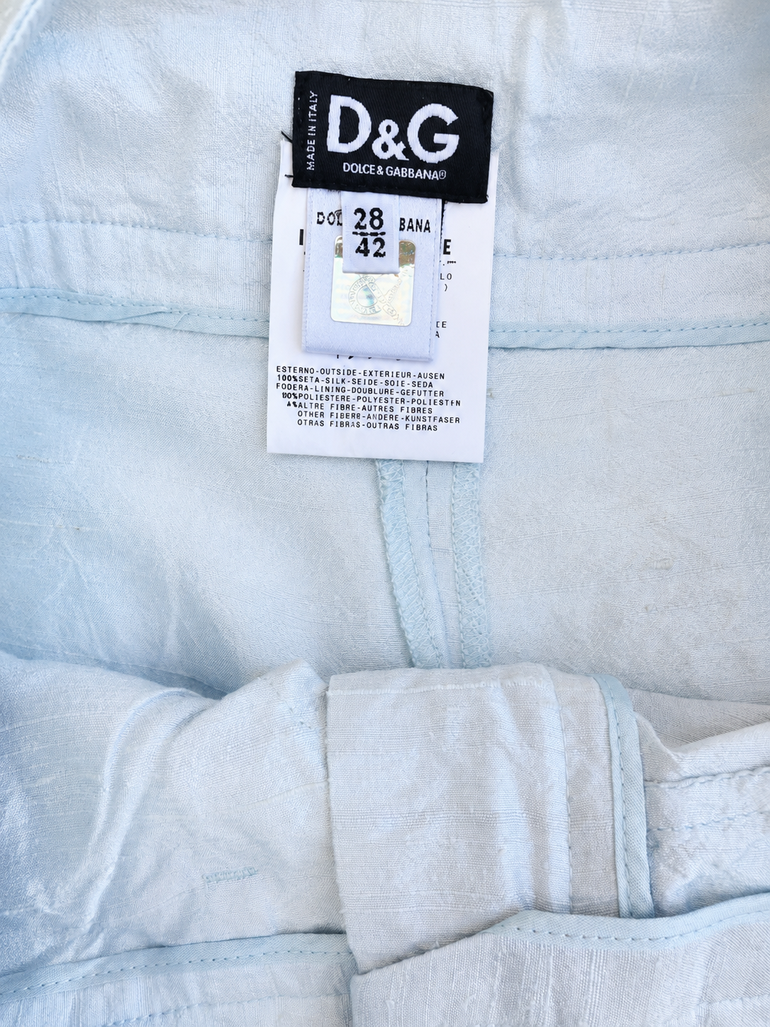 Ensemble  Dolce & Gabbana en soie sauvage bleu ciel authentique