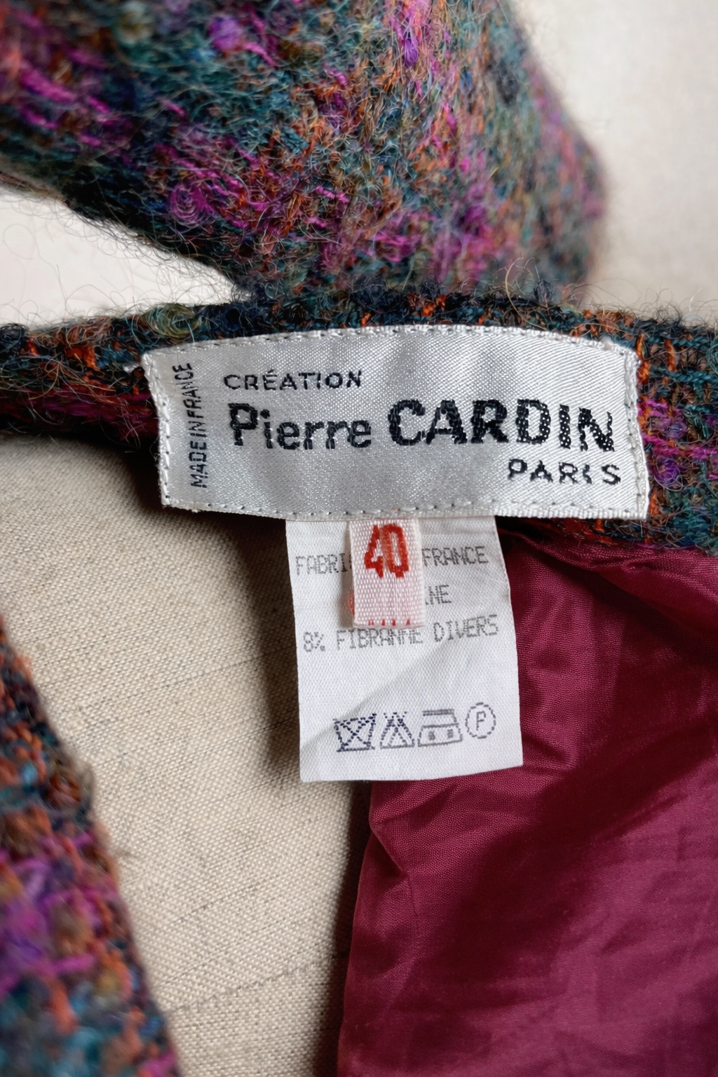 Ensemble tailleur jupe authentique Pierre Cardin en laine tweed vintage