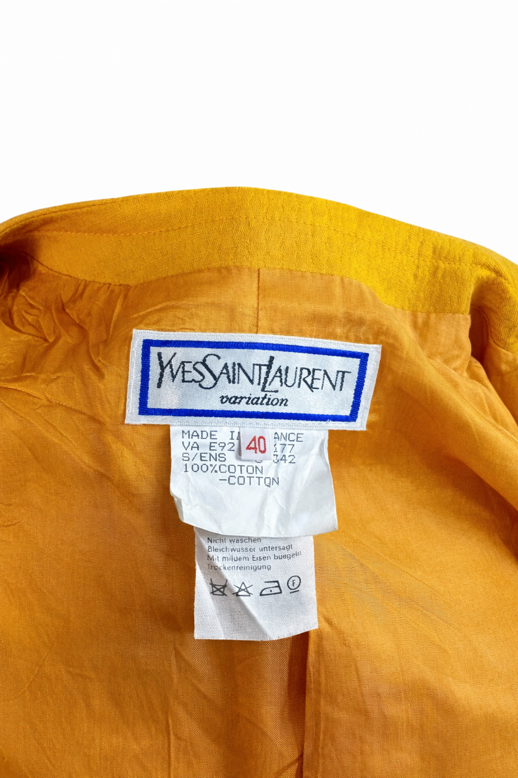 Blazer authentique Yves Saint Laurent  en coton jaune safran vintage
