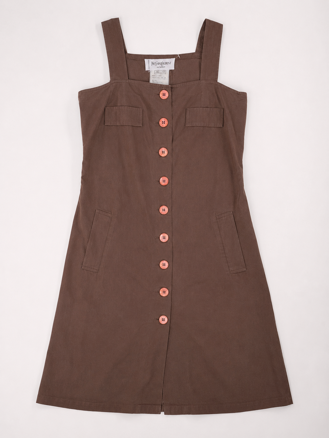Authentique robe d'été Yves Saint Laurent en coton brun vintage