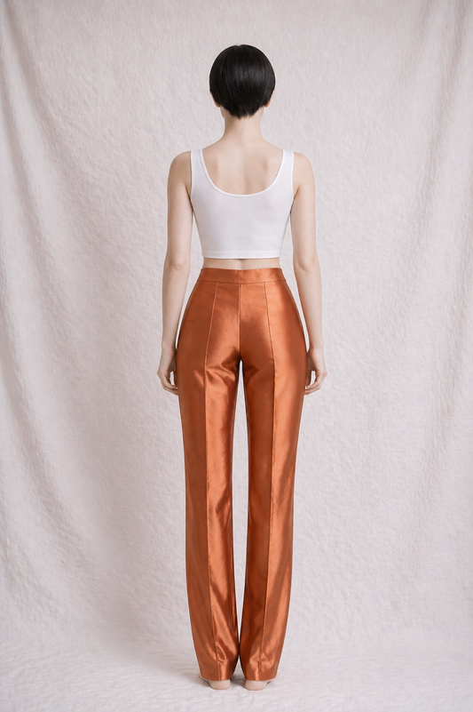 Pantalon Gianfranco Ferré en soie sauvage terracotta neuve