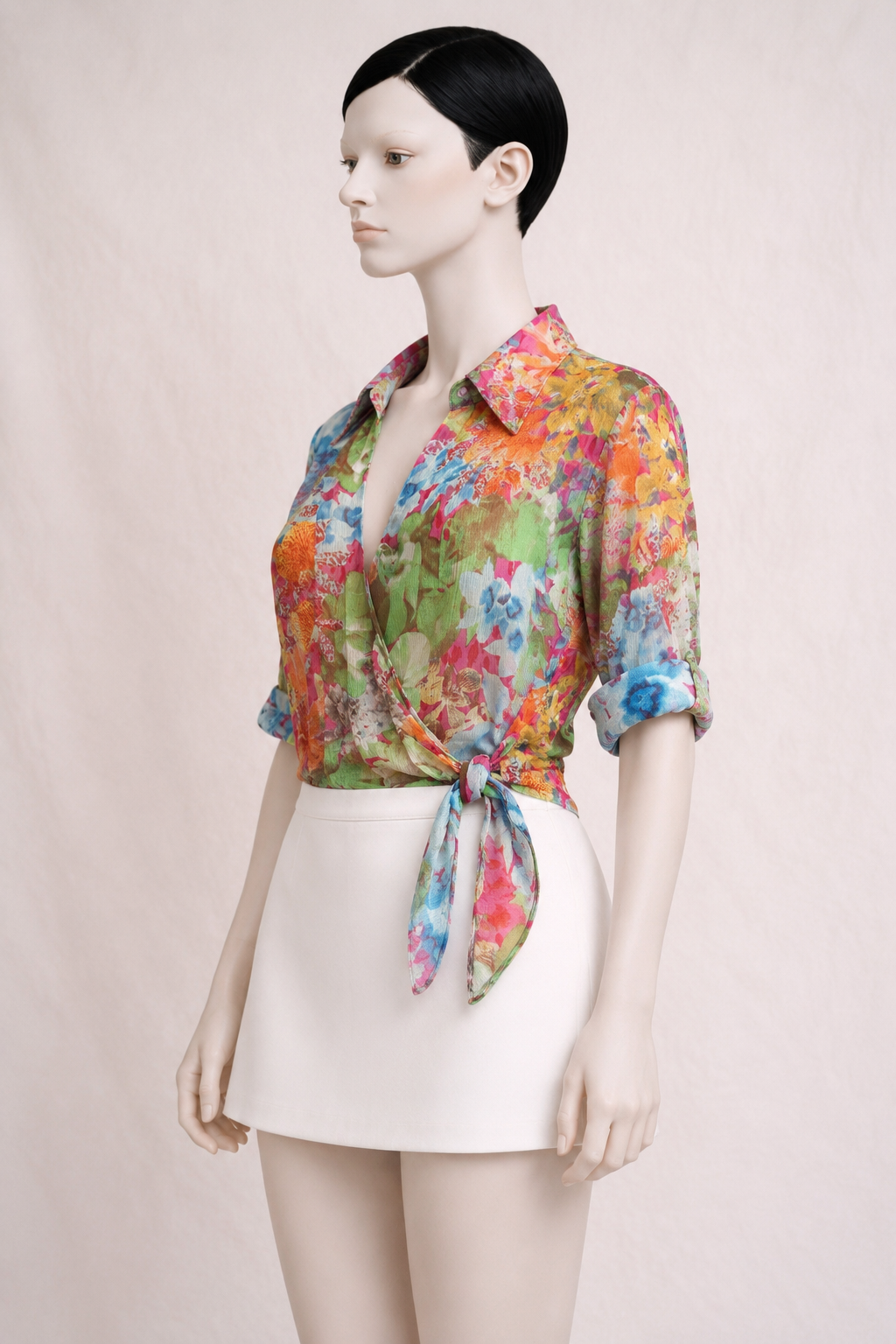 Blouse portefeuille en soie Versace authentique