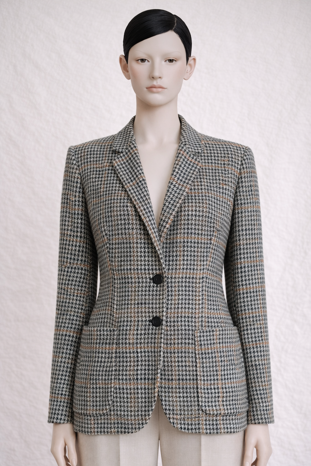 Blazer authentique Burberry en laine à motif pied-de-poule vintage
