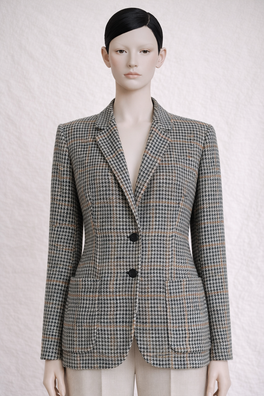 Blazer authentique Burberry en laine à motif pied-de-poule vintage